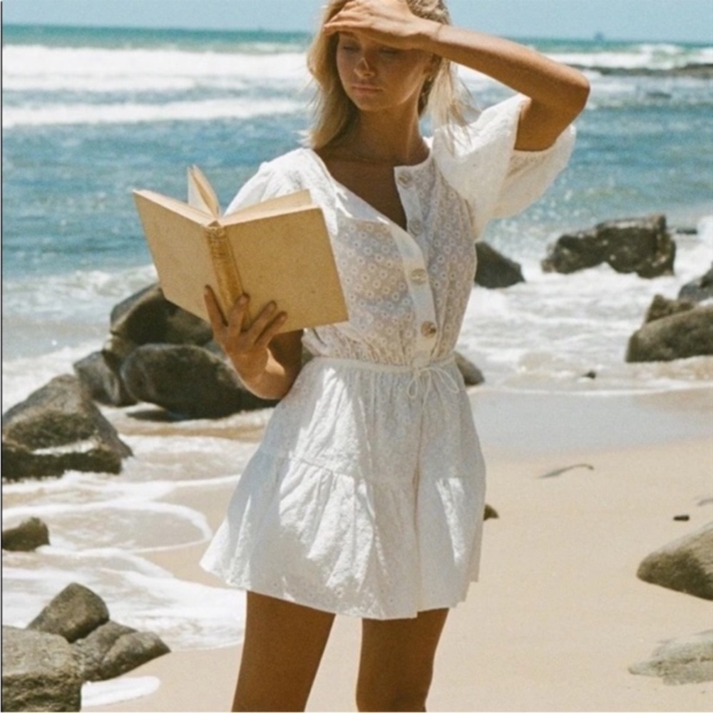 Sabo Skirt | Talisman White Eyelet Puff Sleeve Dress | Size XXS